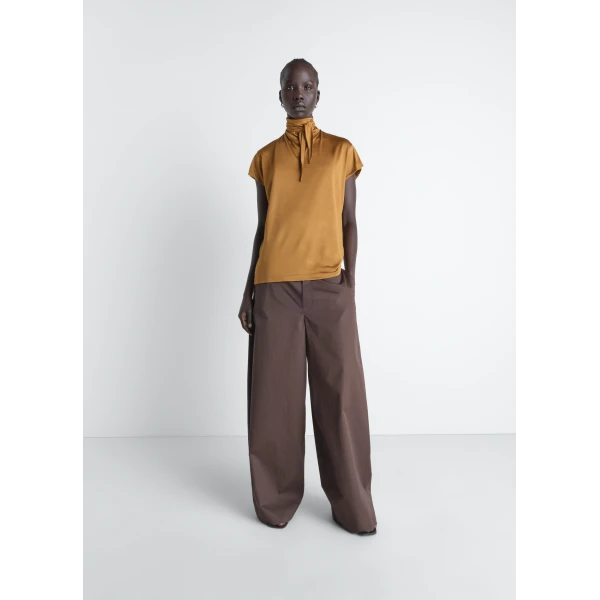 Lemaire Short Sleeve Foulard Top in Viscose Cotton Jersey - Tops - Parisian Minimalist Luxury at Luxury Shoes 