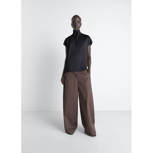 Lemaire Short Sleeve Foulard Top in Viscose Cotton Jersey - Tops - Parisian Minimalist Luxury at Luxury Shoes 