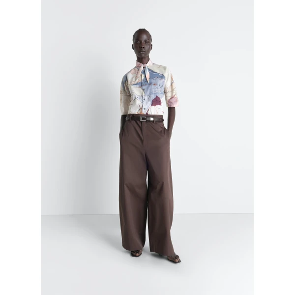 Lemaire Short Sleeve Shirt with Foulard in Aquarel Printed Cotton - Tops - Parisian Minimalist Luxury at Luxury Shoes 