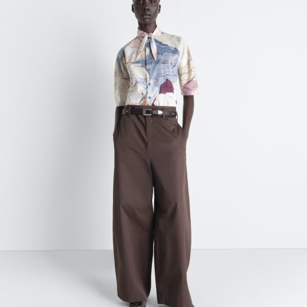 Lemaire Short Sleeve Shirt with Foulard in Aquarel Printed Cotton, view 4