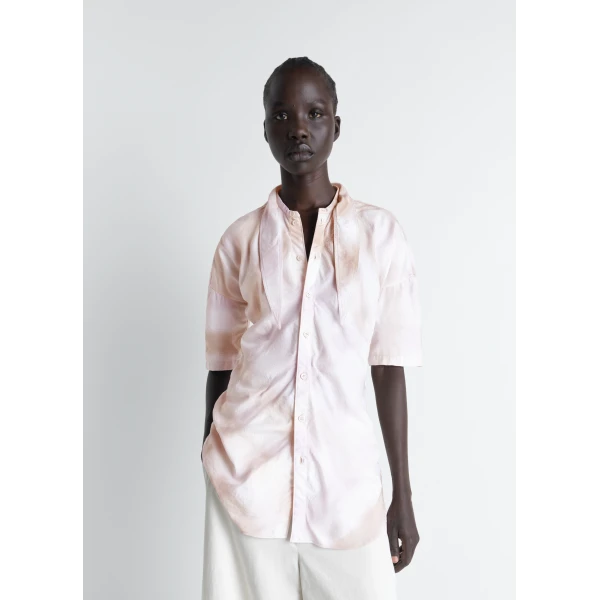 Lemaire Short Sleeve Shirt with Foulard in Viscose Cotton - Tops - Parisian Minimalist Luxury at Luxury Shoes 