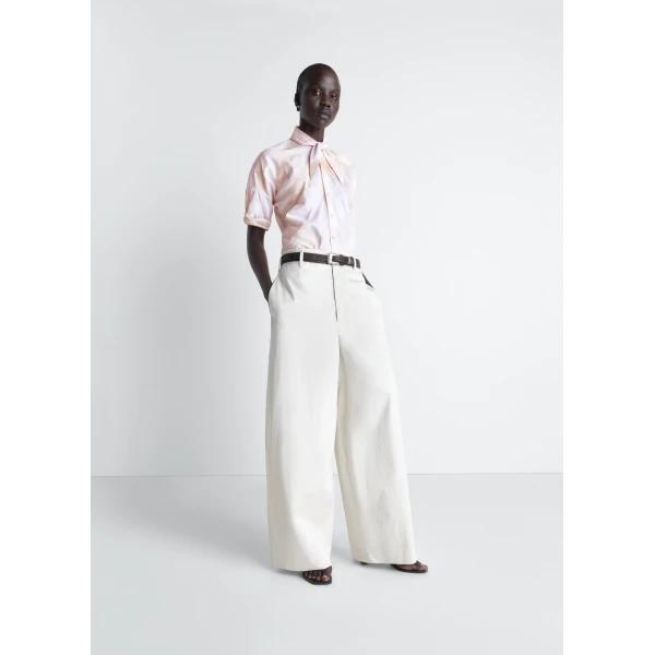 Lemaire Short Sleeve Shirt with Foulard in Viscose Cotton - Tops - Parisian Minimalist Luxury at Luxury Shoes 