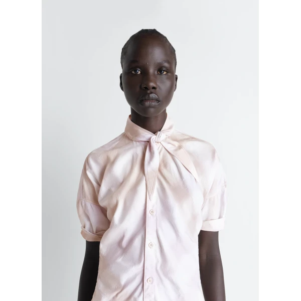 Lemaire Short Sleeve Shirt with Foulard in Viscose Cotton - Tops - Parisian Minimalist Luxury at Luxury Shoes 