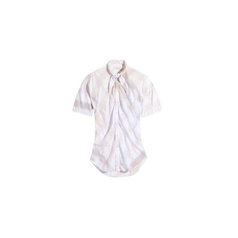 Lemaire Short Sleeve Shirt with Foulard in Viscose Cotton - Tops - Parisian Minimalist Luxury at Luxury Shoes 