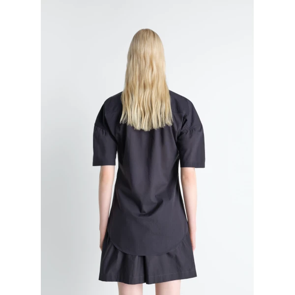 Lemaire Short Sleeve Shirt with Foulard in Washed Cotton Muslin - Tops - Parisian Minimalist Luxury at Luxury Shoes 