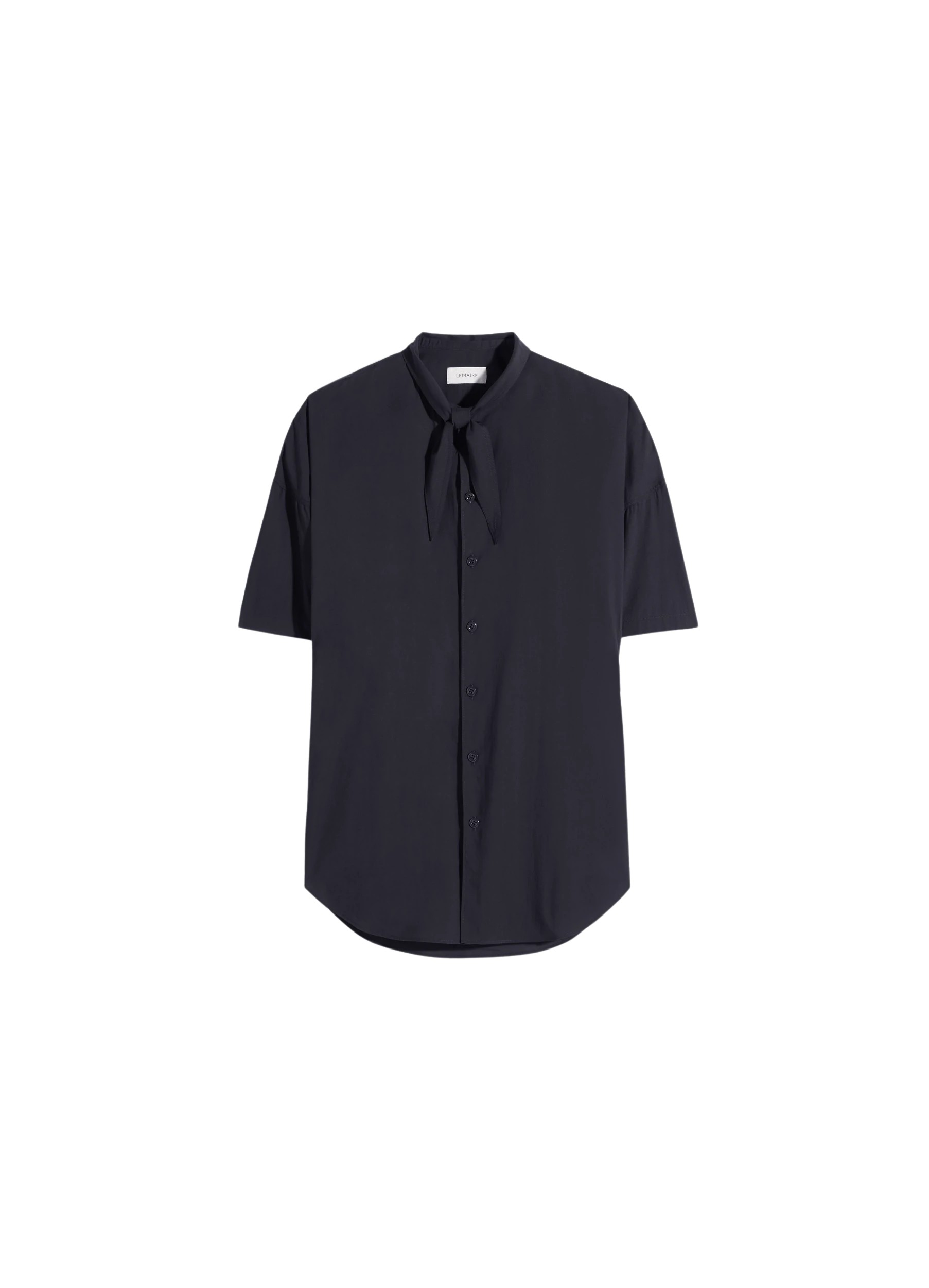Lemaire Short Sleeve Shirt with Foulard in Washed Cotton Muslin - Tops - Parisian Minimalist Luxury at Luxury Shoes 