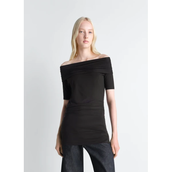 Lemaire Short Sleeve Twisted Top in Jersey - Tops - Parisian Minimalist Luxury at Luxury Shoes 