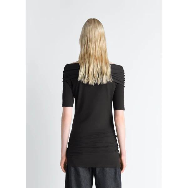 Lemaire Short Sleeve Twisted Top in Jersey - Tops - Parisian Minimalist Luxury at Luxury Shoes 