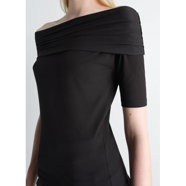 Lemaire Short Sleeve Twisted Top in Jersey - Tops - Parisian Minimalist Luxury at Luxury Shoes 