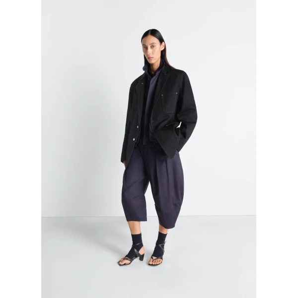 Lemaire Single Breasted Tailored Jacket in Denim - Jackets - Parisian Minimalist Luxury at Luxury Shoes 
