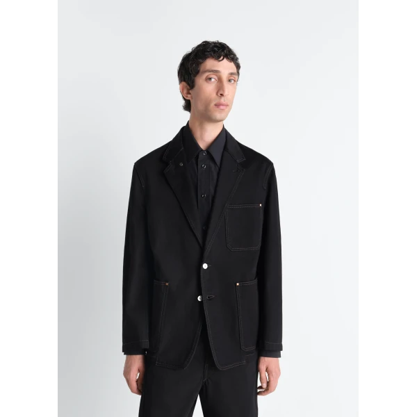 Lemaire Single Breasted Tailored Jacket in Denim - Jackets - Parisian Minimalist Luxury at Luxury Shoes 