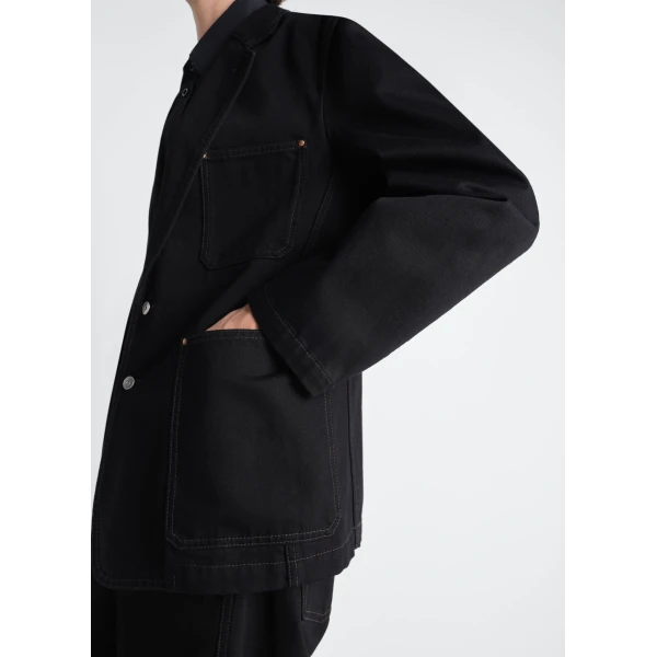 Lemaire Single Breasted Tailored Jacket in Denim - Jackets - Parisian Minimalist Luxury at Luxury Shoes 