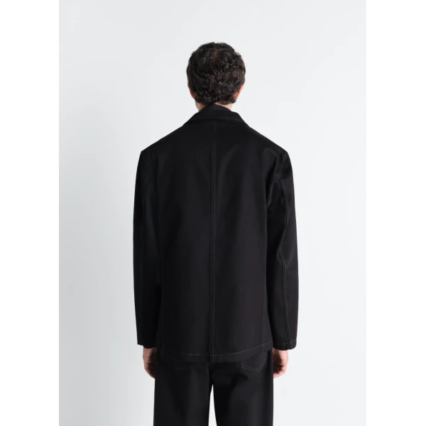 Lemaire Single Breasted Tailored Jacket in Denim - Jackets - Parisian Minimalist Luxury at Luxury Shoes 
