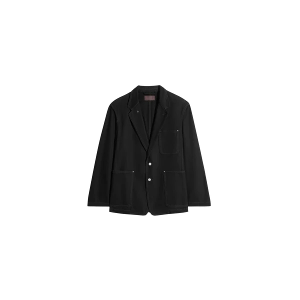 Lemaire Single Breasted Tailored Jacket in Denim - Jackets - Parisian Minimalist Luxury at Luxury Shoes 