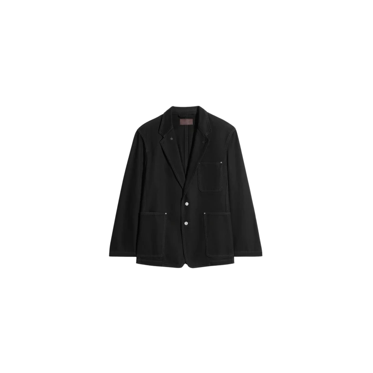 Lemaire Single Breasted Tailored Jacket in Denim - Jackets - Parisian Minimalist Luxury at Luxury Shoes 