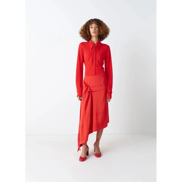 Lemaire Skirt with Pleats in Silk - Skirts - Parisian Minimalist Luxury at Luxury Shoes 