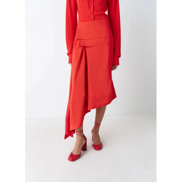 Lemaire Skirt with Pleats in Silk - Skirts - Parisian Minimalist Luxury at Luxury Shoes 