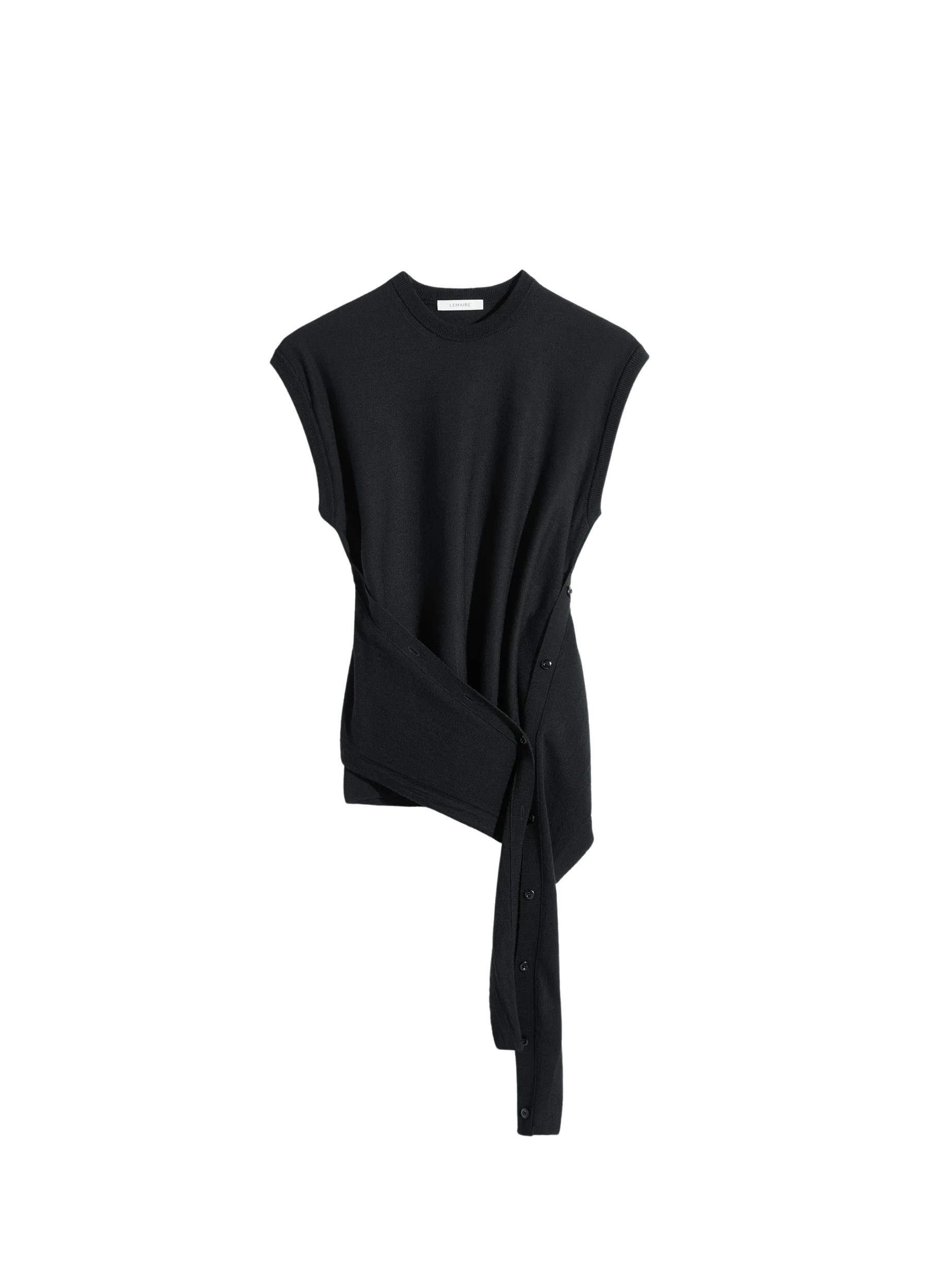 Lemaire-Sleeveless-Buttoned-Top-in-Merino-Blend-coveti-147442_nobg Lemaire Sleeveless Buttoned Top in Merino Blend - Tops - Parisian Minimalist Luxury at Luxury Shoes