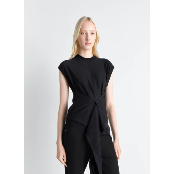Lemaire Sleeveless Buttoned Top in Merino Blend - Tops - Parisian Minimalist Luxury at Luxury Shoes 