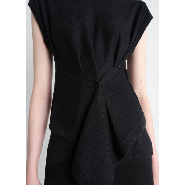 Lemaire Sleeveless Buttoned Top in Merino Blend - Tops - Parisian Minimalist Luxury at Luxury Shoes 