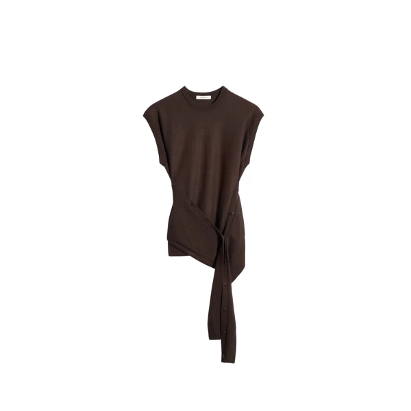 Lemaire Sleeveless Buttoned Top in Merino Blend - Tops - Parisian Minimalist Luxury at Luxury Shoes 