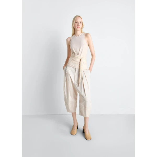 Lemaire Sleeveless Wrap Top in Viscose Crepe Jersey - Tops - Parisian Minimalist Luxury at Luxury Shoes 
