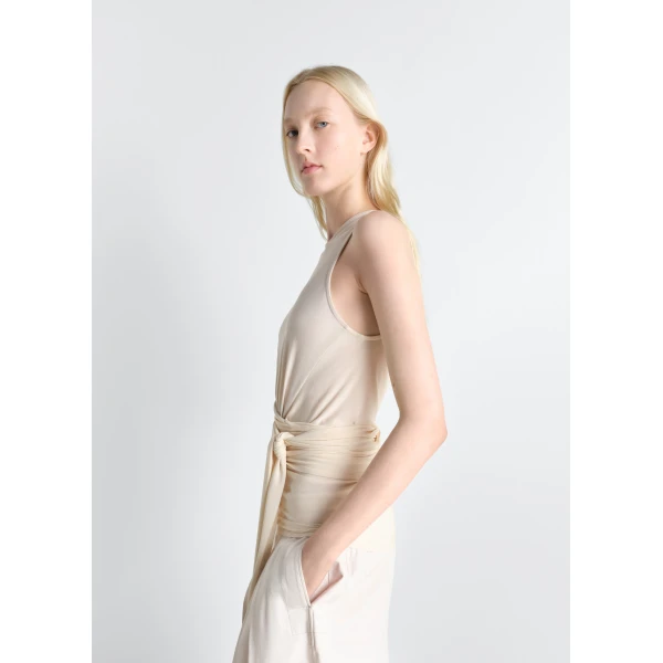 Lemaire Sleeveless Wrap Top in Viscose Crepe Jersey - Tops - Parisian Minimalist Luxury at Luxury Shoes 