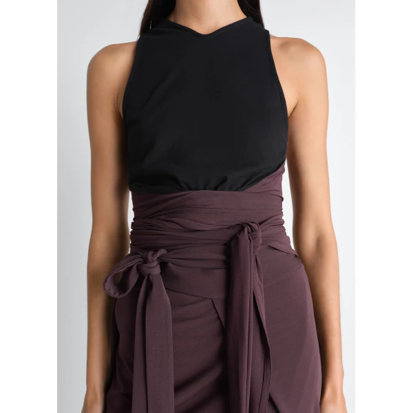 Lemaire Sleeveless Wrap Top in Viscose Crepe Jersey - Tops - Parisian Minimalist Luxury at Luxury Shoes 