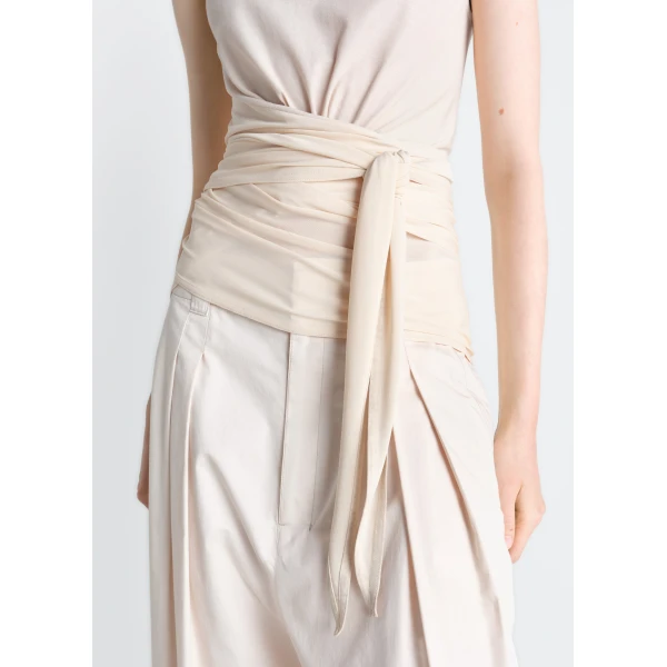Lemaire Sleeveless Wrap Top in Viscose Crepe Jersey - Tops - Parisian Minimalist Luxury at Luxury Shoes 