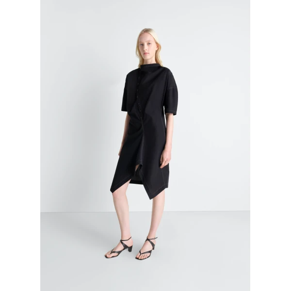 Lemaire Soft Collar Dress in Crepe Cotton - Dresses - Parisian Minimalist Luxury at Luxury Shoes 