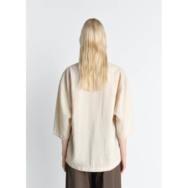 Lemaire Soft Collar Top in Dry Silk - Tops - Parisian Minimalist Luxury at Luxury Shoes 