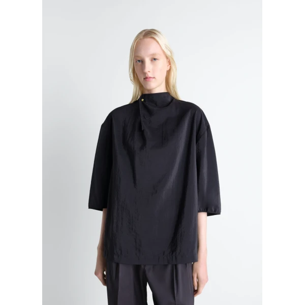 Lemaire Soft Collar Top in Dry Silk - Tops - Parisian Minimalist Luxury at Luxury Shoes 