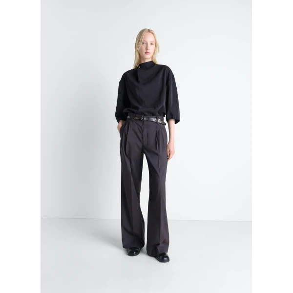 Lemaire Soft Collar Top in Dry Silk - Tops - Parisian Minimalist Luxury at Luxury Shoes 