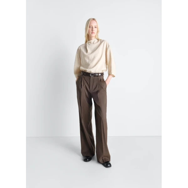 Lemaire Soft Collar Top in Dry Silk - Tops - Parisian Minimalist Luxury at Luxury Shoes 