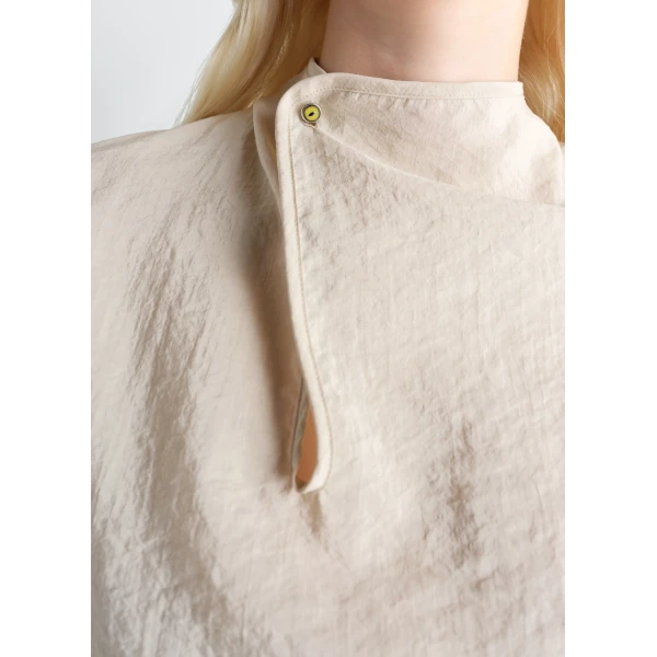 Lemaire Soft Collar Top in Dry Silk - Tops - Parisian Minimalist Luxury at Luxury Shoes 
