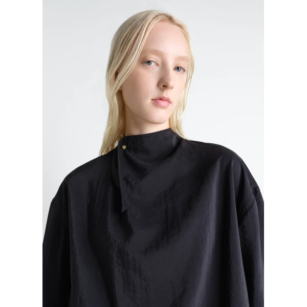 Lemaire Soft Collar Top in Dry Silk - Tops - Parisian Minimalist Luxury at Luxury Shoes 