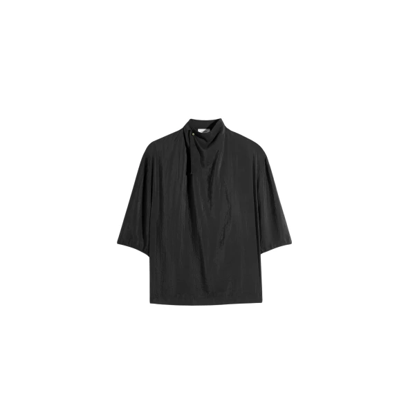 Lemaire Soft Collar Top in Dry Silk - Tops - Parisian Minimalist Luxury at Luxury Shoes 