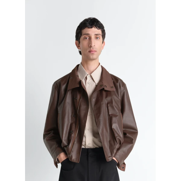 Lemaire Soft Leather Blouson in Leather - Jackets - Parisian Minimalist Luxury at Luxury Shoes 