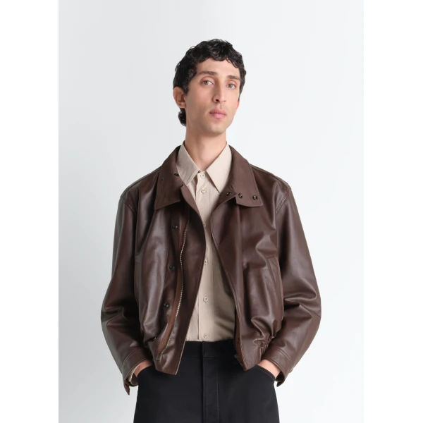 Lemaire Soft Leather Blouson in Leather - Jackets - Parisian Minimalist Luxury at Luxury Shoes 