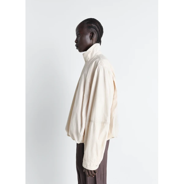 Lemaire Soft Pleated Blouson in Cotton Satin - Jackets - Parisian Minimalist Luxury at Luxury Shoes 