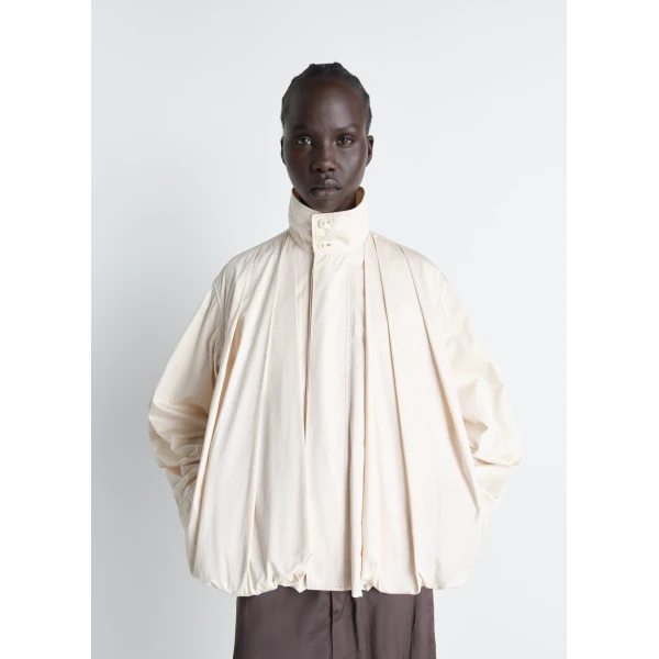 Lemaire Soft Pleated Blouson in Cotton Satin - Jackets - Parisian Minimalist Luxury at Luxury Shoes 