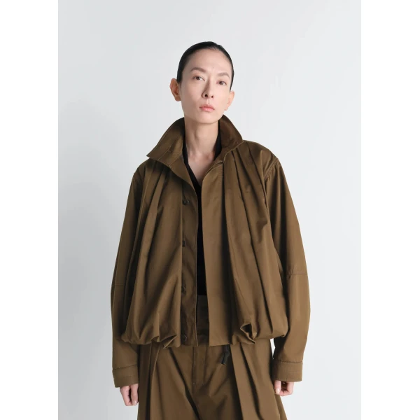 Lemaire Soft Pleated Blouson in Cotton Satin - Jackets - Parisian Minimalist Luxury at Luxury Shoes 