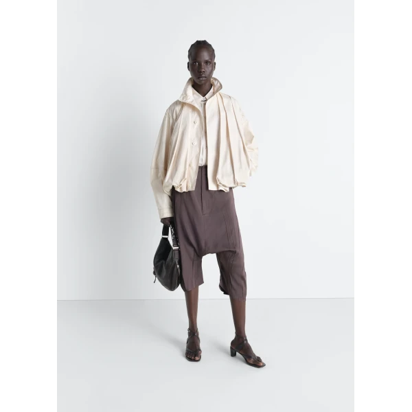 Lemaire Soft Pleated Blouson in Cotton Satin - Jackets - Parisian Minimalist Luxury at Luxury Shoes 