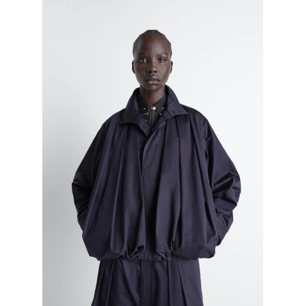 Lemaire Soft Pleated Blouson in Cotton Satin - Jackets - Parisian Minimalist Luxury at Luxury Shoes 
