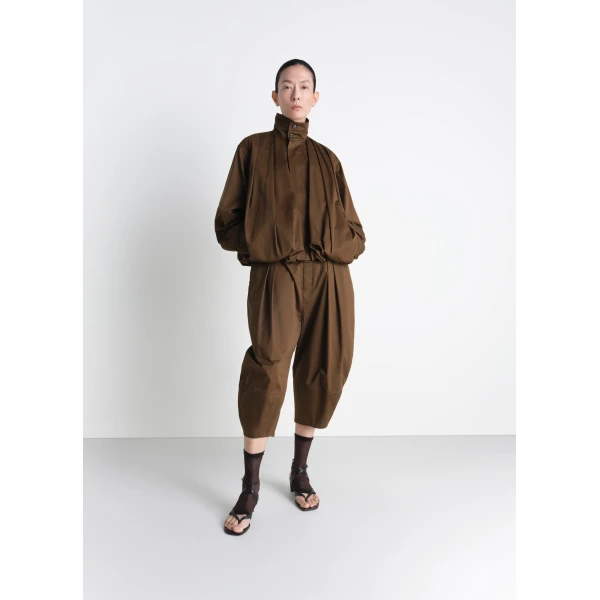 Lemaire Soft Pleated Blouson in Cotton Satin - Jackets - Parisian Minimalist Luxury at Luxury Shoes 