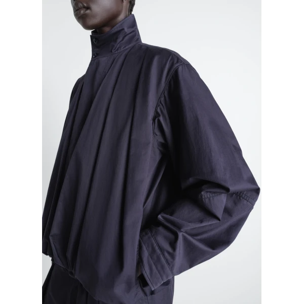 Lemaire Soft Pleated Blouson in Cotton Satin - Jackets - Parisian Minimalist Luxury at Luxury Shoes 