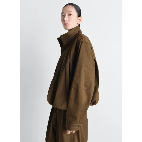 Lemaire Soft Pleated Blouson in Cotton Satin - Jackets - Parisian Minimalist Luxury at Luxury Shoes 