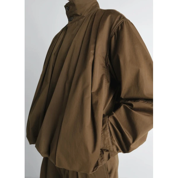 Lemaire Soft Pleated Blouson in Cotton Satin - Jackets - Parisian Minimalist Luxury at Luxury Shoes 