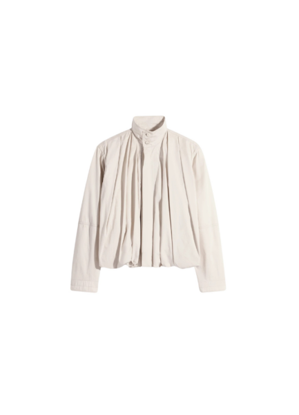 Lemaire Soft Pleated Blouson in Cotton Satin - Jackets - Parisian Minimalist Luxury at Luxury Shoes 