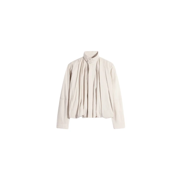 Lemaire Soft Pleated Blouson in Cotton Satin - Jackets - Parisian Minimalist Luxury at Luxury Shoes 